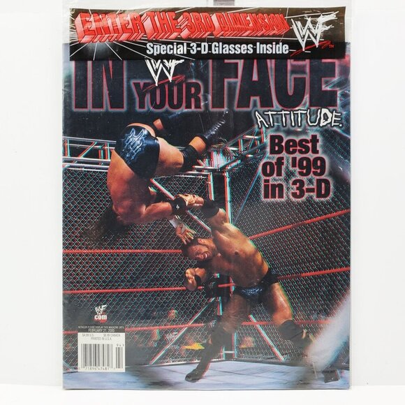 WWF Attitude Wrestling Magazine 3D VTG Best 1999 Rock Triple H Cover Y2K Sealed - Picture 1 of 8